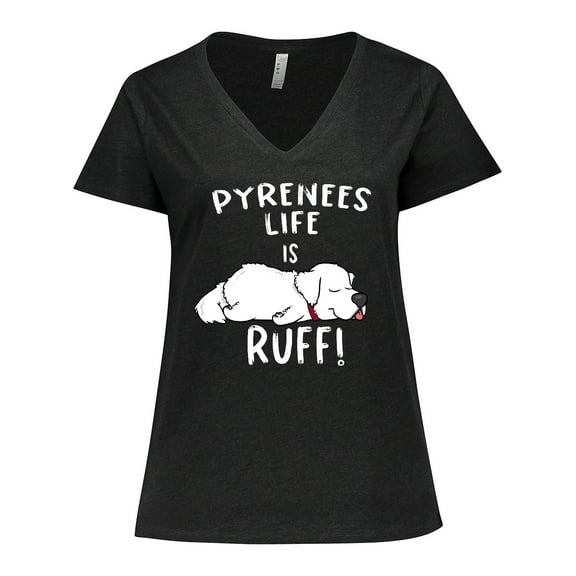 Inktastic Pyrenees Life is Ruff Great Pyrenees Women's Plus Size V-Neck T-Shirt