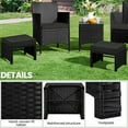 thumbnail image 5 of YKITRD Wicker Ottomans, Set of 2 Footrest with Removable Cushion, 2pcs PE Rattan Side Table Additional Seating Multipurpose Outdoor Furniture for Patio, Backyard, Black/Gray, 5 of 9
