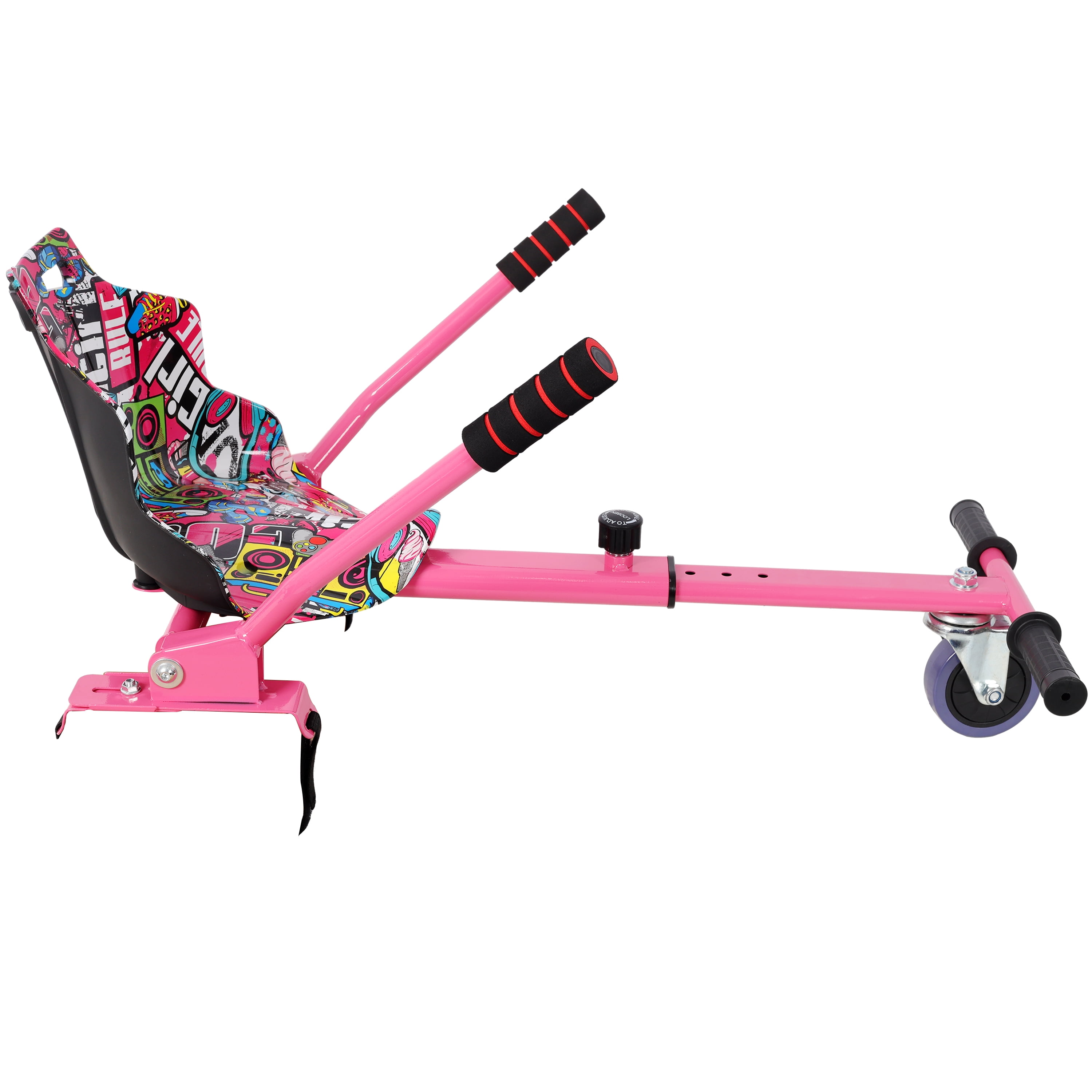 Hoverboard Seat Attachment Go-Kart, Fits 6.5" 8"10" Hoverboards, Sturdy Adjustable Off-Road Frame, Hover Cart for Family Fun, Not Include Hoverboard, Pink