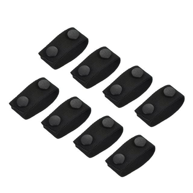 Unique Bargains Belt Keeper, Nylon Webbing Loop Holder with Double Snaps for 22' Wide Belt Security Fixing, Black 8 Pack