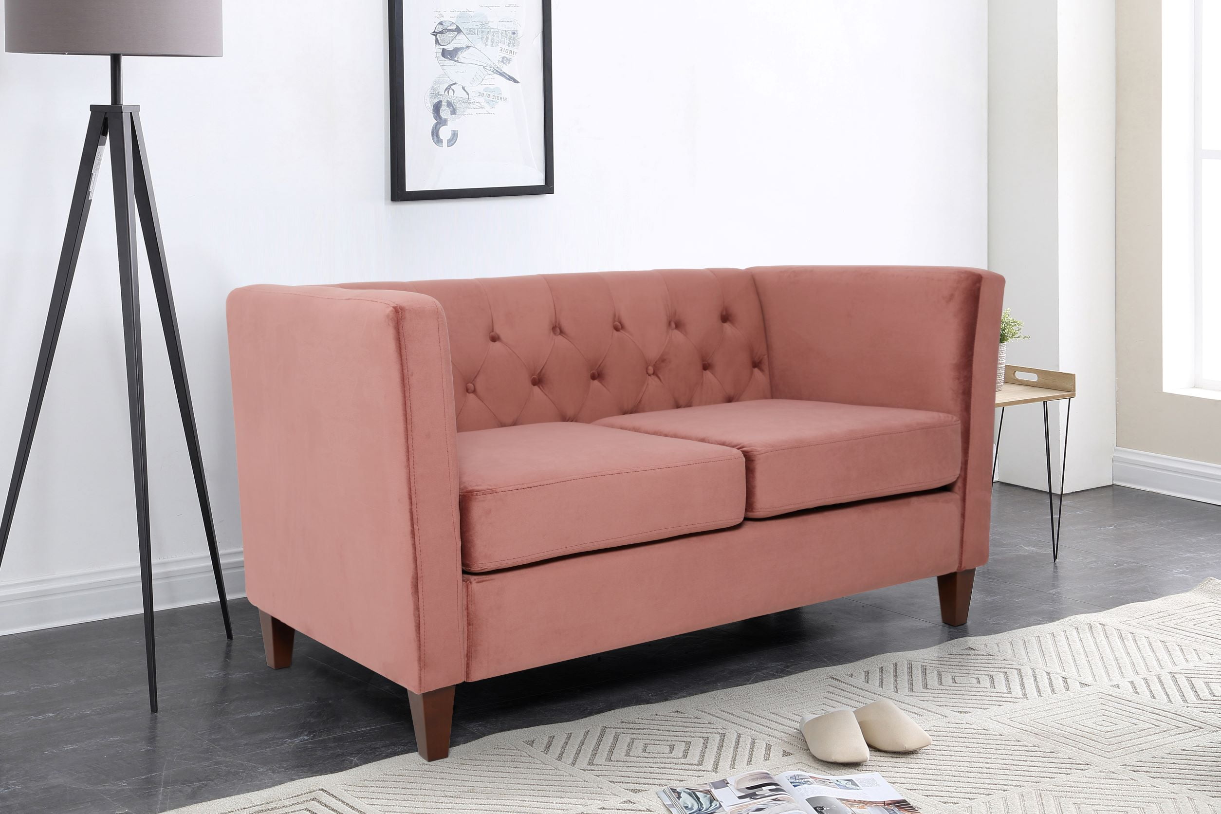 Lisette 56.7'' Velvet Square Arm Loveseat