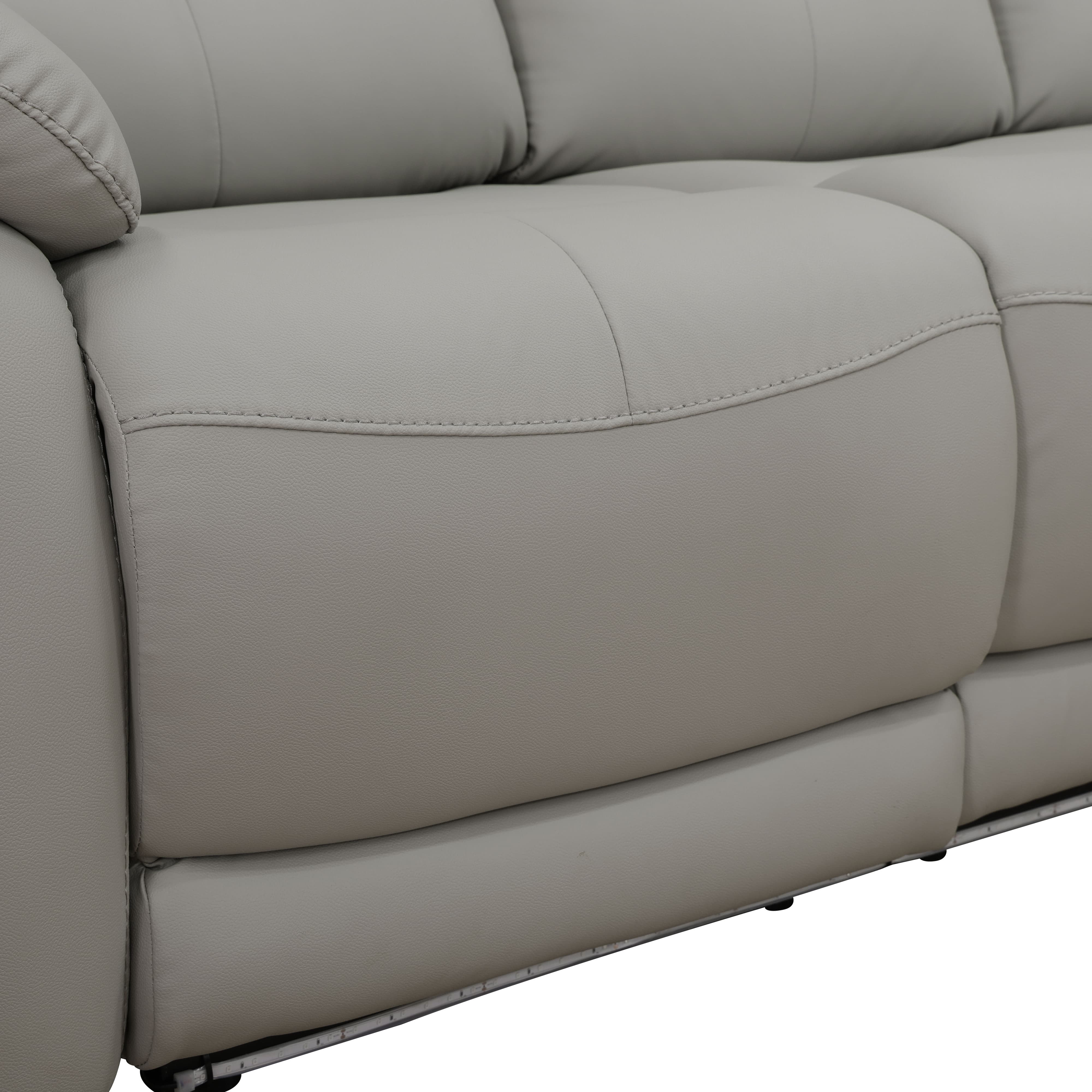 MAYEERTY Power Reclining Loveseat, Electric 2-Seat Breathable Leather Recliner with USB Charging & LED for Living Room, Light Grey