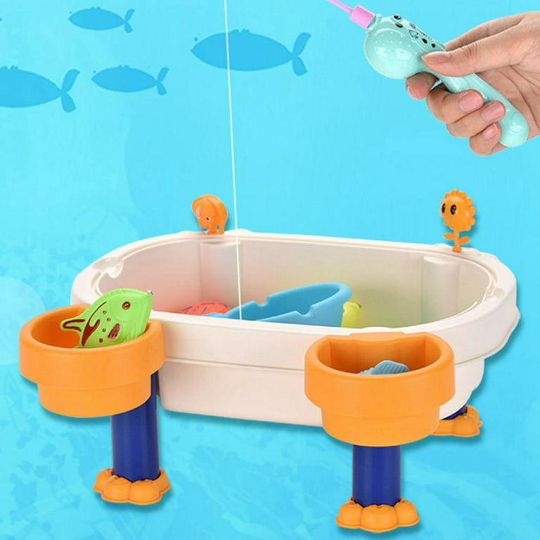 Kids Fishing Bath Toys Game - Magnetic Floating Toy Magnet Pole Rod Net, Plastic Floating Fish - Toddler Education Teaching and Learning Colors, Size