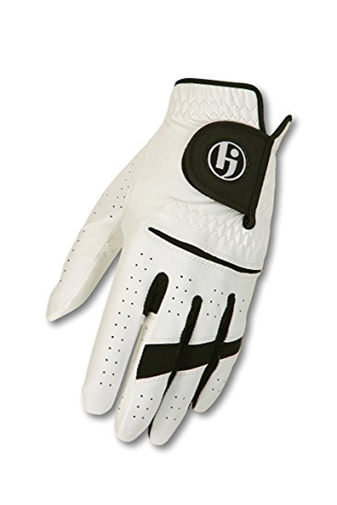 HJ Mens Gripper Golf Glove worn on Right Hand White / Large