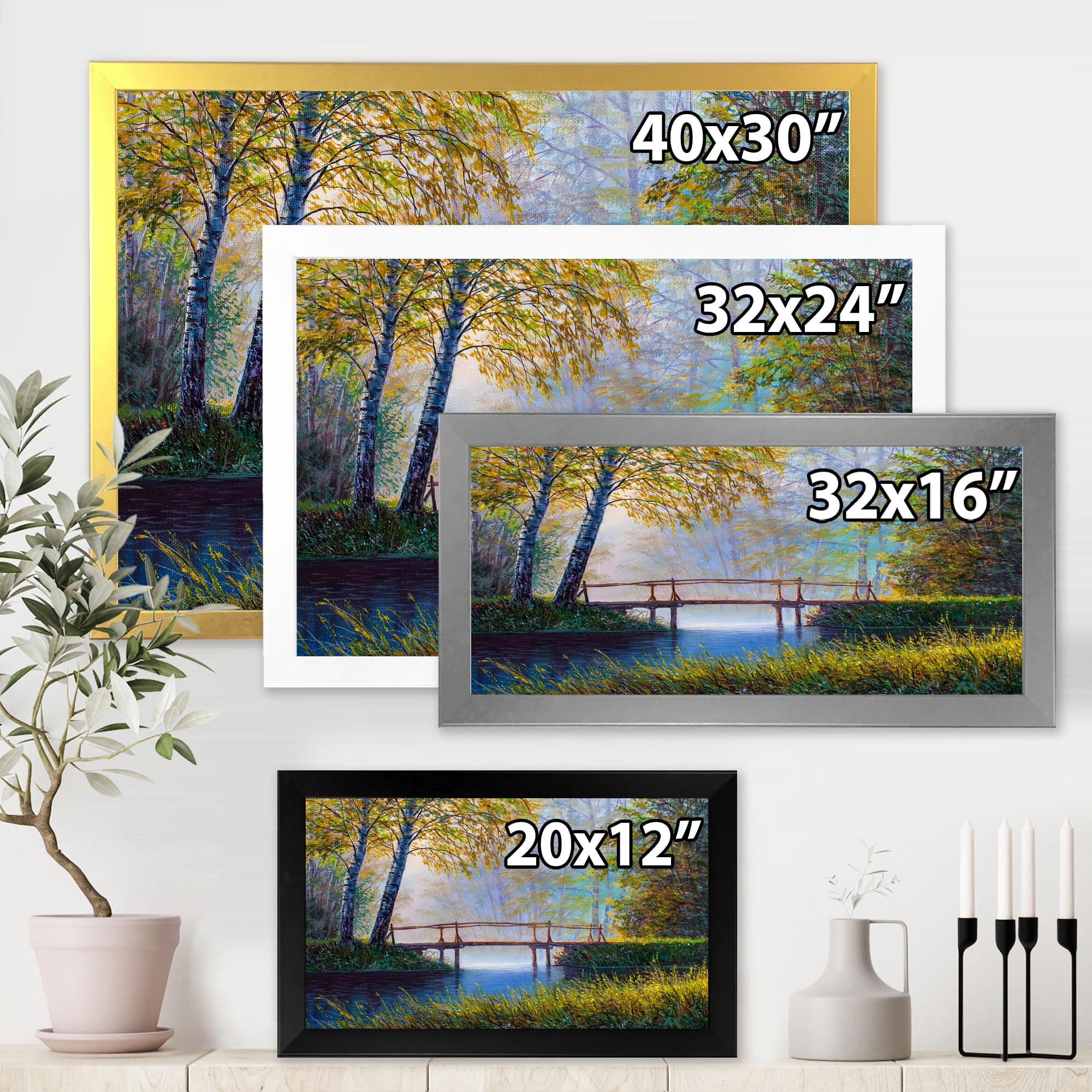 Designart 'Sunrise Glow and The Awakening Spring Forest' Lake House Framed Art Print