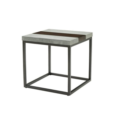Emerald Home Stoneworks Merlot and Concrete Gray End Table with Wood And Concrete Top And Metal