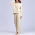 thumbnail image 4 of Two Piece Summer Outfit Womens Summer Outfit Clothing Set Female Round Neck Sleeveless Tops Pants Sets Trousers Pant Style S_508 Women's Tracksuits Beige One Size, 4 of 5