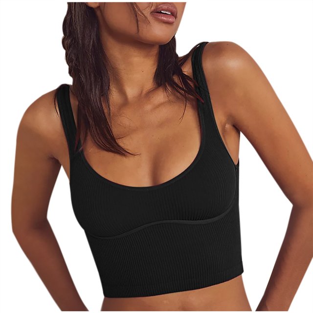 Yuyuzo Women's Tank Tops Sleeveless Crop Tops Square Neck Ribbed Knit Workout Casual Basic Shirts