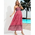 thumbnail image 6 of HYwys Women s Maternity Dresses Boho Strapless Summer Casual Floral Maxi Dress Pink M, 6 of 7