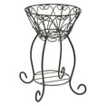 thumbnail image 2 of Rustic Arrow Black Wrought Iron Round Planter & Stand Set with Handcrafted Artisan Design, 2 of 2