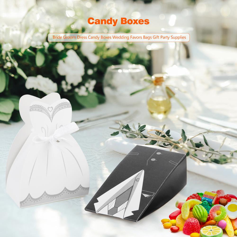 50 PIC Bride Groom Bridal Wedding Party Favor Gift Fashion Candy Boxes Bags New 