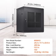 BENTISM 12U Wall Mount Network Server Rack Cabinet Enclosure 15.5'' Deep Door Lock