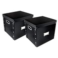 thumbnail image 1 of Snap-N-Store Caja de almacenamiento para discos de vinilo - 12" - Paquete de 2 - Caja con capacidad para 75 álbumes de vinilo - Negro, 1 of 5