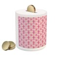 thumbnail image 2 of Floral Piggy Bank, Pattern of Deformed Circles in Repeat with Doodle Geometric Lines Round Spots, Ceramic Coin Bank Money Box for Cash Saving, 3.6" X 3.2", Magenta and Cream, by Ambesonne, 2 of 4
