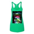 thumbnail image 2 of Wild Bobby, Trippy Neon Space Astronaut Lunar Cat | Womens Cat Lover Premium Tri-Blend Racerback Tank Top, Envy, Large, 2 of 4