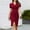 Wine, variant on NTACZA Ruched Detail , Ruffle Trim , Slit Hem Summer Dresses for Women Slim Wrap Solid V-Neck Puff Short Sleeve Casual Dress