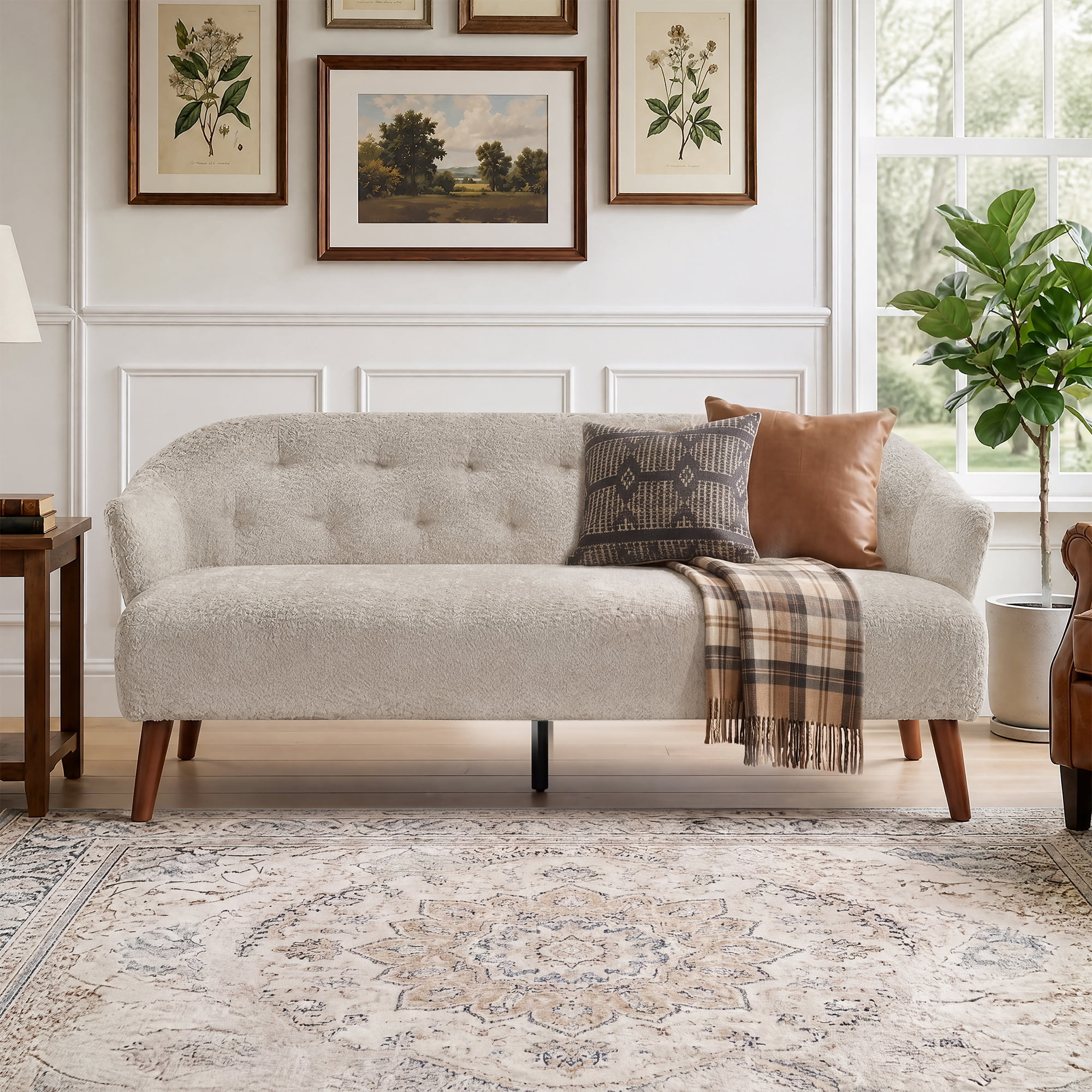 Leumius 73.6" 3-Seater Sofa, Modern Tufted Upholstered Couch Comfy Upholstered Sofa for Living Room, Apartment, Brown
