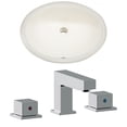 thumbnail image 1 of 19.5-in. W CUPC Oval Bathroom Undermount Sink Set In Biscuit - Chrome Hardware AI-22957, 1 of 8