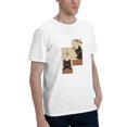 thumbnail image 4 of Men's Cat Portrait Illustration Graphic T-Shirt, Cotton Blend Crewneck Short Sleeve Casual Tee, 4 of 8