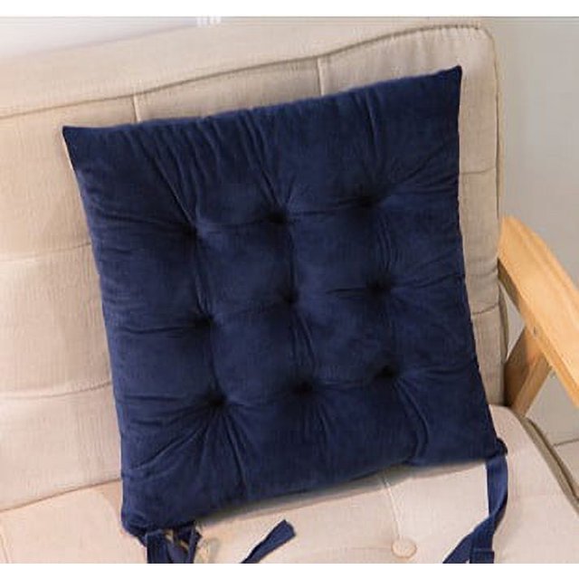 Cojines cuadrados de algodón para sillas, 16.0 x 16.0 in, cojines para asientos de interior, almohadas con lazos (azul oscuro)