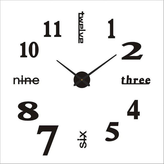 Reloj de pared 3D (60-100 cm), negro, reloj de pared digital de bricolaje, movimiento silencioso, reloj de pared de diseño moderno, reloj de pared gigante para dormitorio, cocina, sala de estar