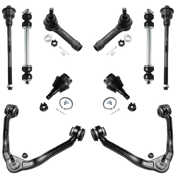Detroit Axle - Front 10pc Suspension Kit for Cadillac Escalade EXT Chevy Silverado Suburban Tahoe GMC Yukon XL Sierra 1500, Upper Control Arms Lower Ball Joints Tie Rods Sway Bar Replacement
