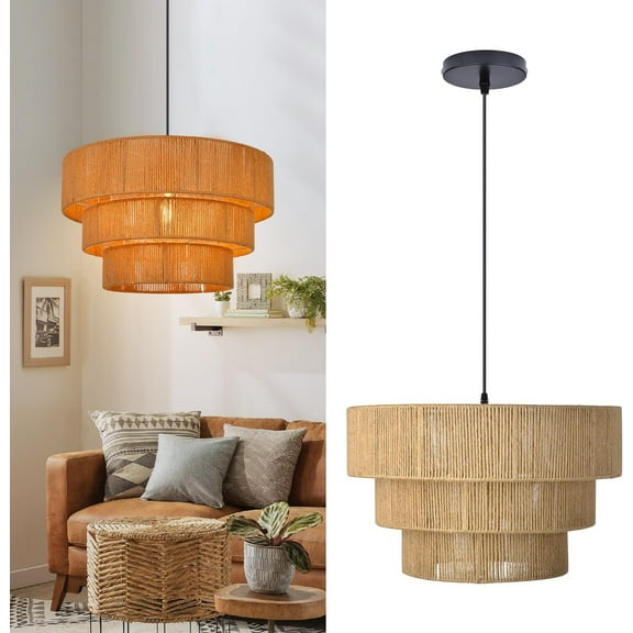 Arturesthome Boho Large Pendant Light Hand Woven Rope Chandeliers