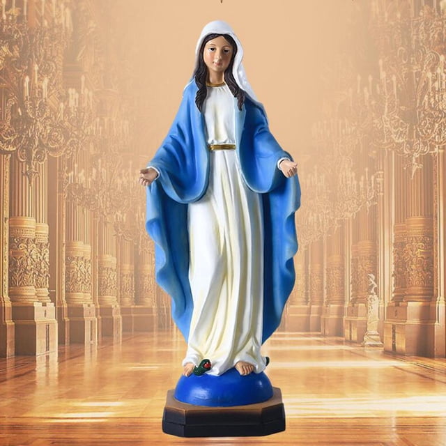 Estatua de María de resina, escultura artesanal estatua cristiana estatua religiosa estatuilla católica para porche, escritorio, colección Soledad Estatua de la Virgen María