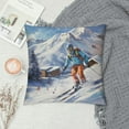 thumbnail image 2 of Shangniulu Decorative Throw Pillow Covers Winter Skiing Skier Sofa Pillows for Farmhouse Decor Room Bedroom Sofa Chair Car Hidden Zipper, 2 of 5