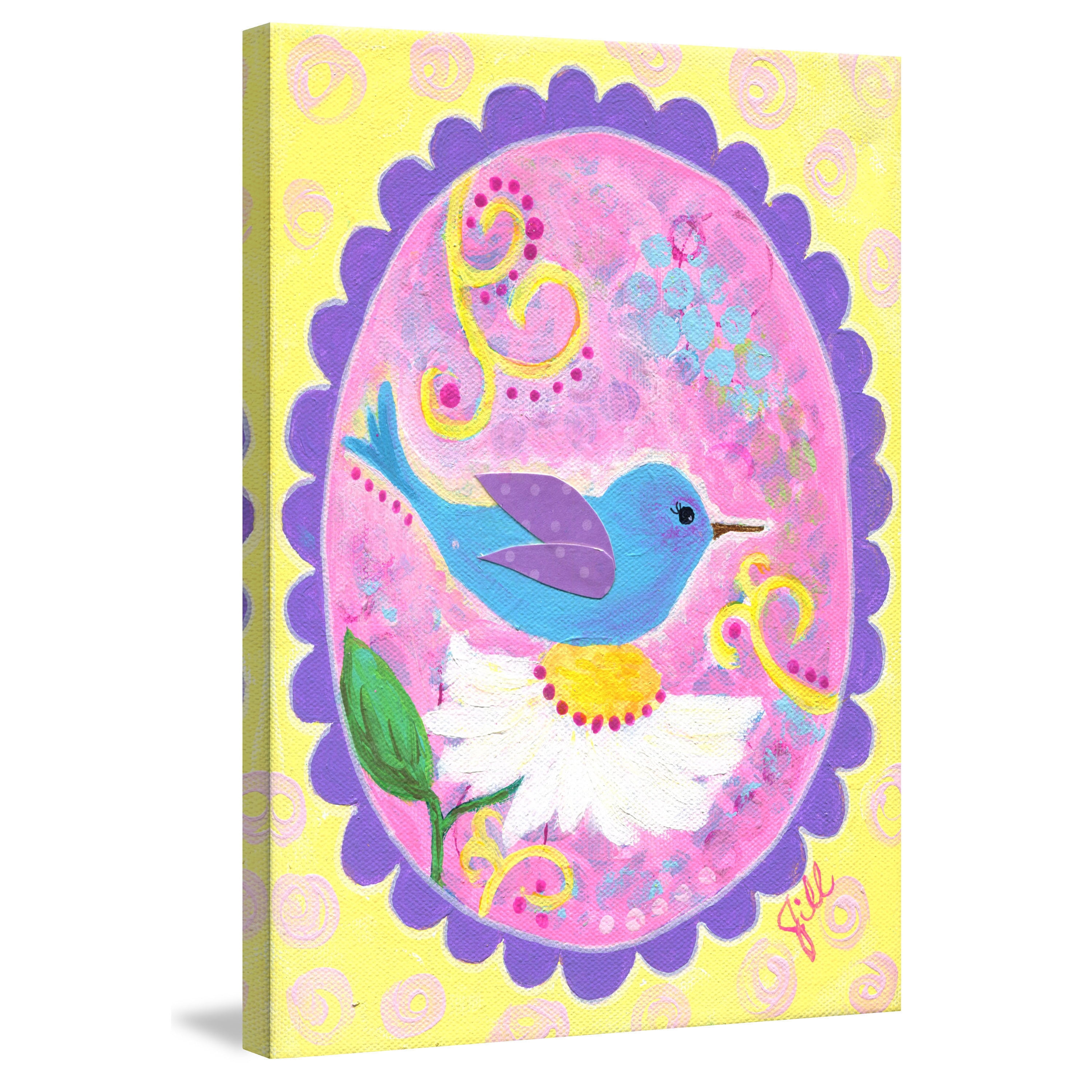 Marmont Hill "Blue Hummingbird" by Jill Lambert Painting Print on Wrapped Canvas