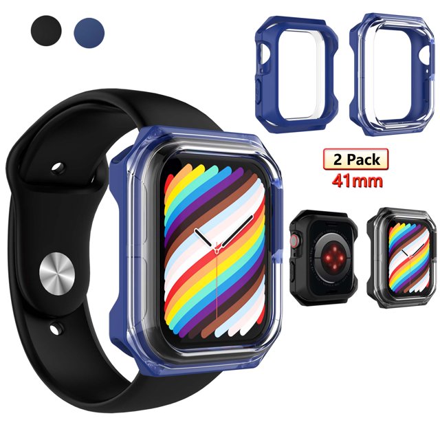 for Apple Watch Series 7 44mm Case, 2 Piece All Around Protective Case Soft With Built in TPU Screen Protector Ultra-Slim Bumper Scratch Resistant Case Cover -Black