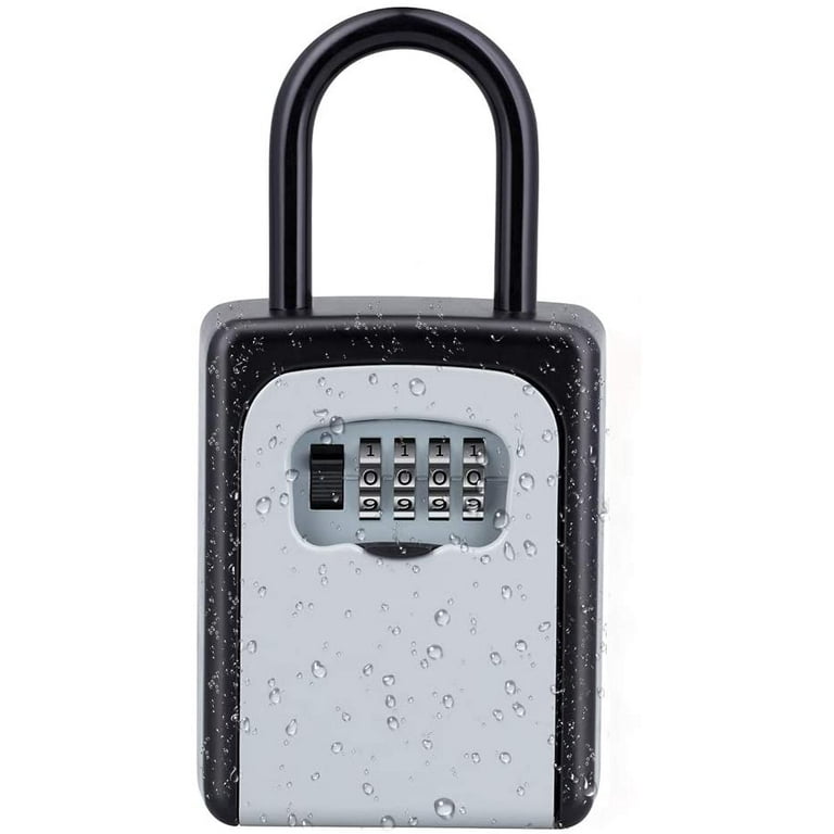 Key Lock Box, 4 Digit Combination Key Storage Lock Box with Resettable  Code, Portable Key Safe Box for Door Knob, Realtors, Contractors