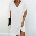 thumbnail image 2 of Timegard Casual Dresses for Women V Neck Short Sleeve Drop Shoulder Comfy Summer T Shirts Dresses, 2 of 6