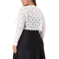 thumbnail image 3 of Agnes Orinda Women's Plus Size Sheer Floral Lace Shrug Open Front Crop Cardigan, 3 of 5