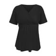 thumbnail image 3 of Wang6 Women's Plus Size V Neck T Shirt Causal Short Sleeve Flowy Tops Loose Fit Summer Pleaded Tees Black XXXL, 3 of 3