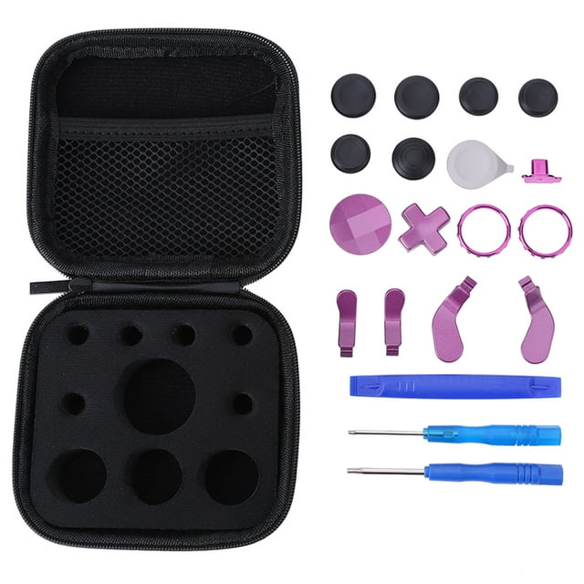 【18 Piezas Púrpura】Para Xbox One Elite 2 Reemplazo Metal Mejorado Pick Thumb Grip Core Joystick Kit Accesorio (Púrpura)