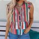 thumbnail image 4 of Camiseta sin mangas con estampado de rayas y escote en V con volantes abiertos en el frente, blusa informal holgada de verano, M, 4 of 5