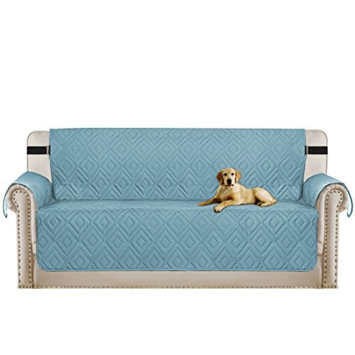 Turquoize 1Piece Upgraded Diamond Pattern Reversible Quilted XL Sofa Pet Cover Protector, Blue