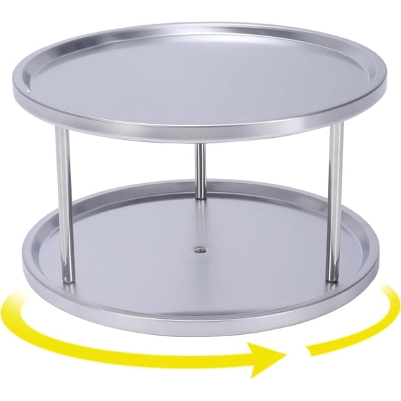 Lazy Susan 2-Tier Stainless Steel Turntable Organizer for , Vitamin and Bottle Organizer 360? Rotating Tray Storage Rack for Bathroom, Kitchen, Pantry Cabinets and Countertops