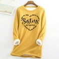 thumbnail image 2 of Feancey Fleece Lined Sweatshirt Women Plus Size Winter Thermal Tops Trendy Letter Print Crewneck Pullover Comfy Fuzzy Loungewear Pajamas Yellow XXL, 2 of 4