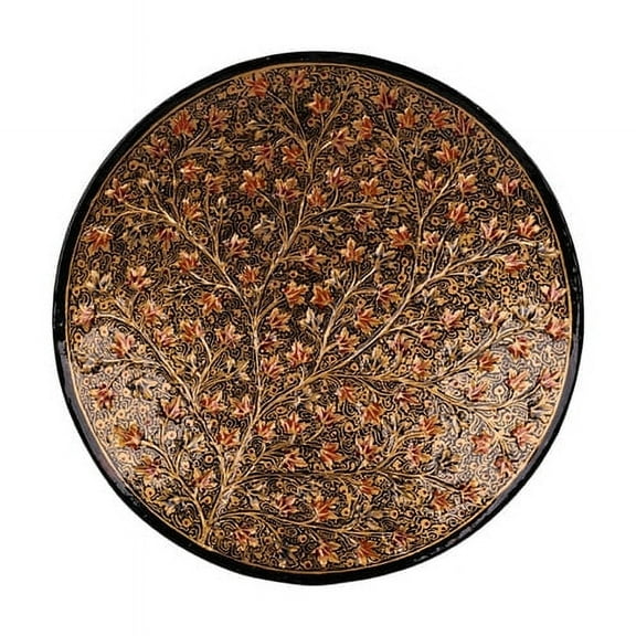 Kashmiri Papier Mache Wall Decor Plate - Black