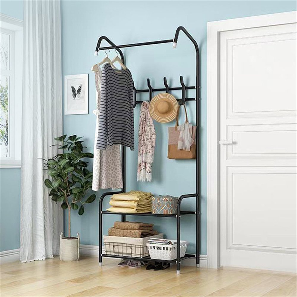 3 IN 1 Clothes Rack Coat Rack with Shoes Bench Hall Tree Entryway