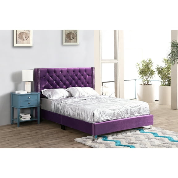 Glory Furniture Julie G1921-QB-UP Queen Upholstered Bed, Purple