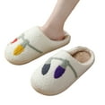 thumbnail image 2 of PacificPlex Womens Smiley Preppy Smile Slippers Retro Cozy Plush (9-10.5, String Lights), 2 of 7