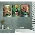 thumbnail image 3 of Bathroom Black Cat Wall Art Funny Cat Sitting On Toilet Reading Newspaper Paintings Pictures Cats Bathe Green Plant Posters Prints Canvas for Bathroom Home Wall Decor (Framed canvas), 3 of 6