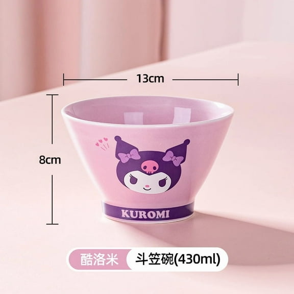 Kawaii Sanrio Hello Kitty Cinnamoroll Ceramic Bowl Creative Tableware Kuromi My Melody Rice Bowl Kitchen Supplies