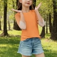 thumbnail image 4 of SERTG Children Casual T Shirts Kids Loose Soft Soid Color Block Crew Neck Tunic Tops 3/4 Sleeve Tees Spring Fall Blouses for 4-15 Years(Orange,5 Years), 4 of 7