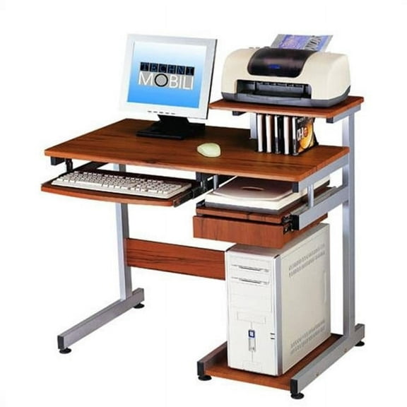CD-2706A-WG01 Basic Computer Desk With Drawer And Pull Out Scanner Panel - Woodgrain