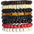 thumbnail image 1 of 8 Uds Heilwiy pulsera de cuentas de madera Natural hecha a mano para hombres mujeres elástico meditación regalo tibetano, 1 of 2