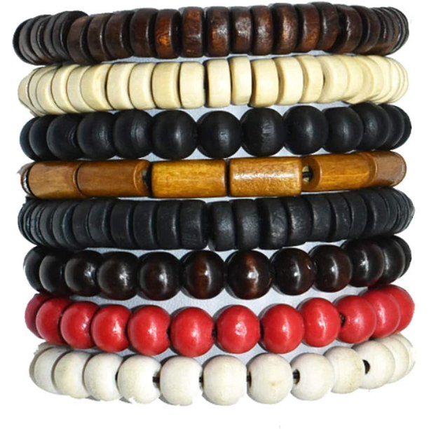 8 Uds Heilwiy pulsera de cuentas de madera Natural hecha a mano para hombres mujeres elástico meditación regalo tibetano